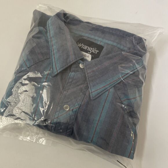 Vintage Wrangler Western Shirt Mens‎ 3XL TALL Striped 90s Pearl Snap Cowboy - Picture 11 of 11